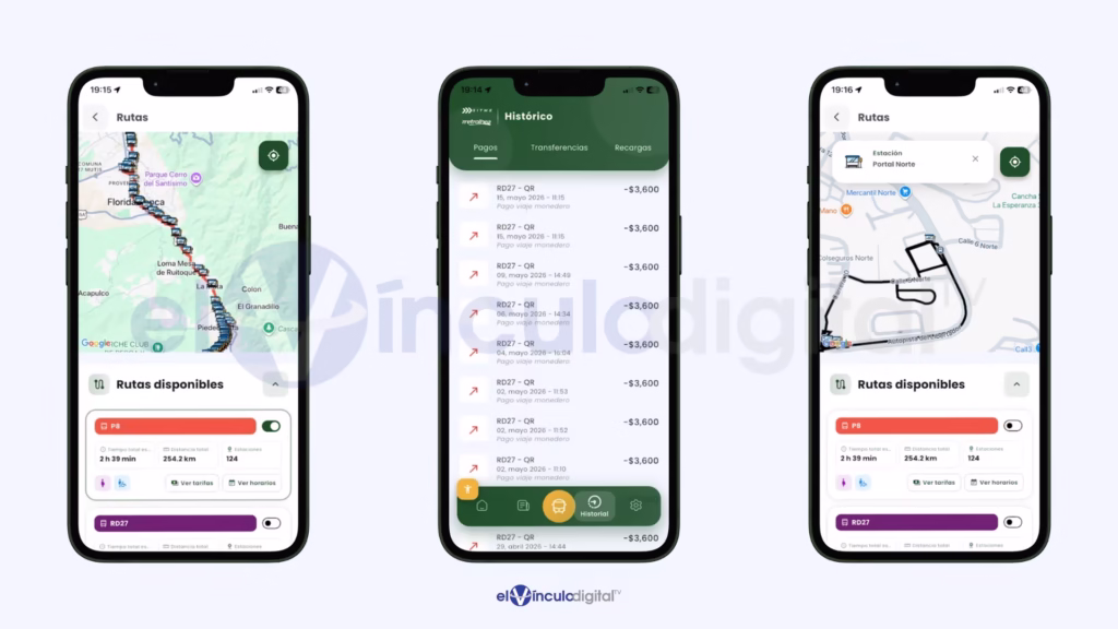 Capturas de pantalla de la aplicación SITME de Metrolínea