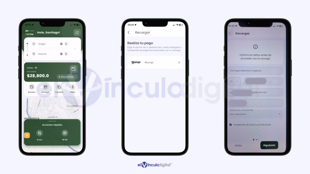 Capturas de pantalla de la aplicación SITME de Metrolínea