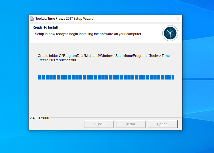 proceso de instalación de toolwiz time freeze,